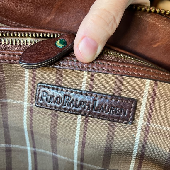 Vintage Polo Ralph Lauren Equestrian Plaid Leather Weekender Satchel Bag Travel - Picture 5 of 16